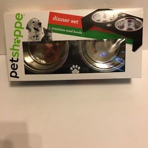 Petshoppe Pet Dinner Set 2 Stainless Steel Bowls
